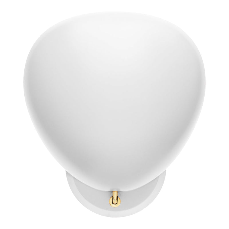 Minimalist white wall lamp with smooth glossy finish and elegant rounded shape. Perfect for modern decor.