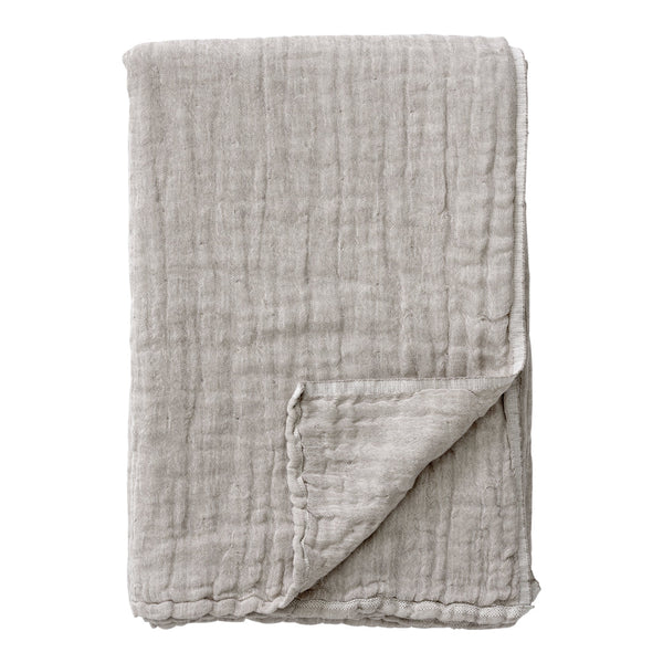 Soft, textured light gray blanket with a crinkled pattern, perfect for cozying up or adding style to any space.