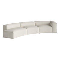 Modern curved sofa in a soft, solid white color with a sleek, minimalistic design. Ideal for contemporary spaces.