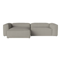 Stylish two-tone gray sectional sofa with a modern, minimalist design and textured upholstery.