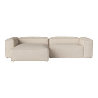 Beige modular sofa with a smooth, textured fabric and minimalist design. Perfect for modern living spaces.