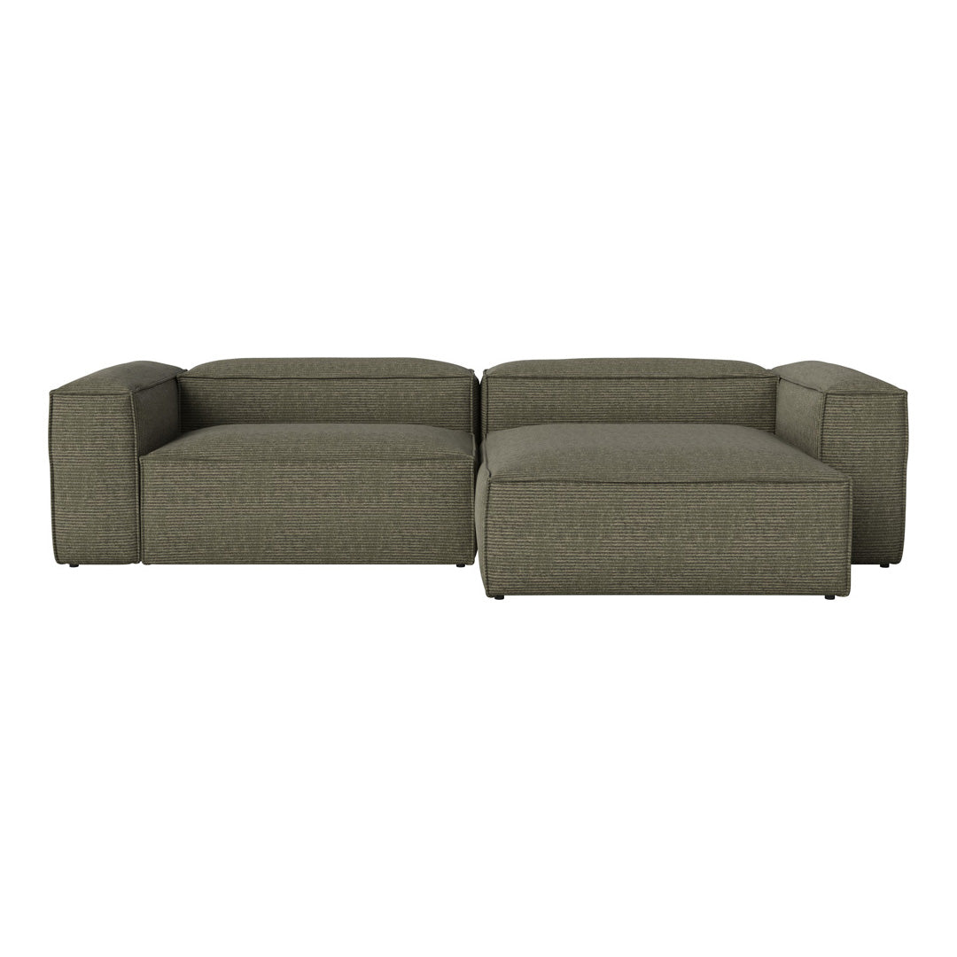 Olive green modular sofa with a modern, textured fabric design and clean lines. Ideal for contemporary living spaces.