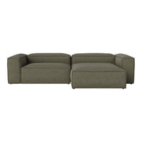 Olive green modular sofa with a modern, textured fabric design and clean lines. Ideal for contemporary living spaces.