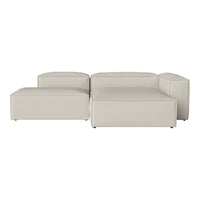 Minimalist cream sectional sofa with smooth, sleek surfaces and rounded edges, perfect for modern interiors.