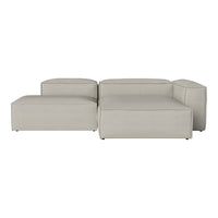 Soft light grey sectional sofa with clean lines and a minimalist, textured pattern. Ideal for modern living spaces.