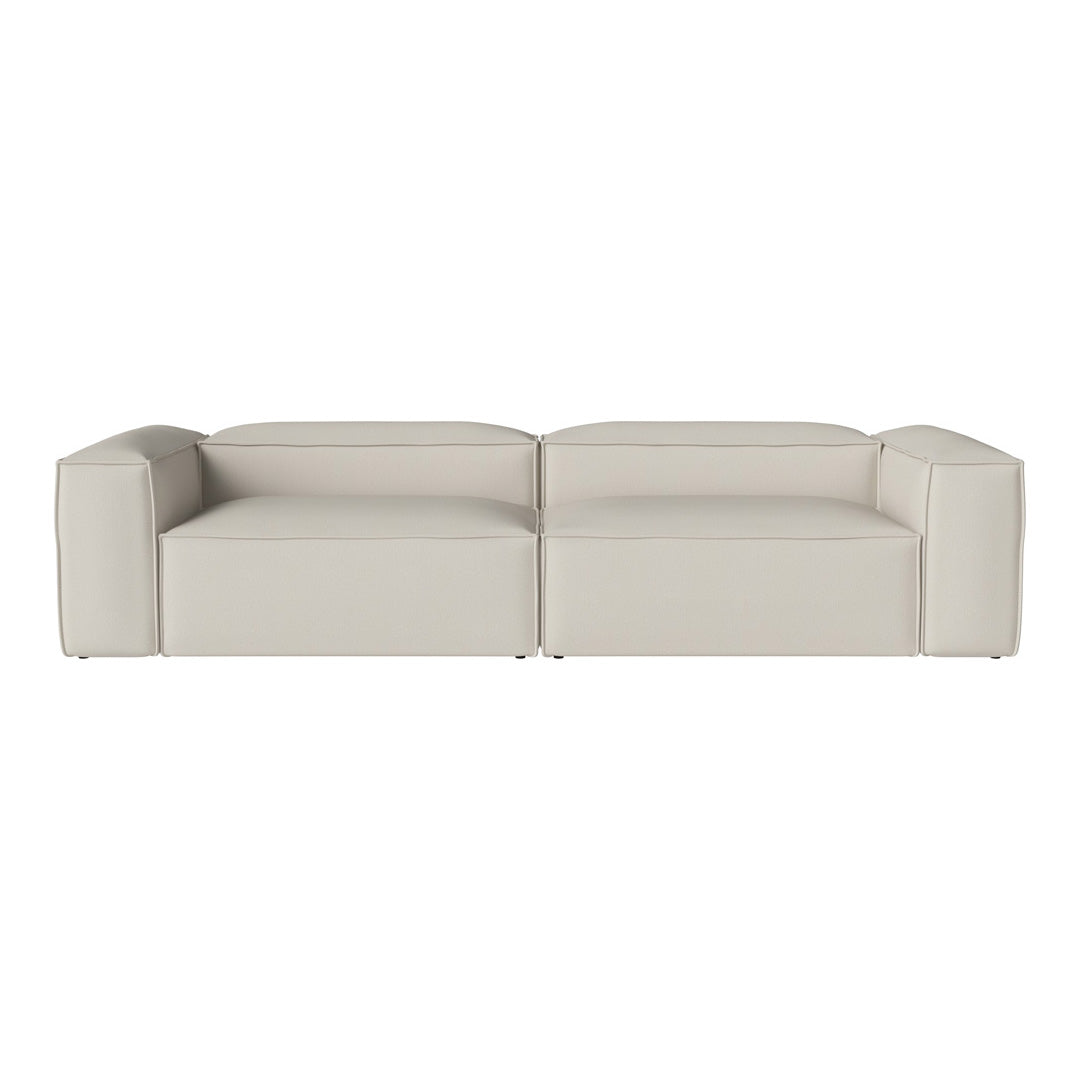 Leather sofa in soft, neutral beige with clean lines and a minimalist design. Perfect for modern interiors.