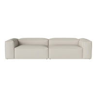 Leather sofa in soft, neutral beige with clean lines and a minimalist design. Perfect for modern interiors.
