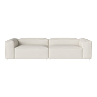 Sleek modern white sofa with a minimalist design and smooth, clean lines. Perfect for contemporary living spaces.