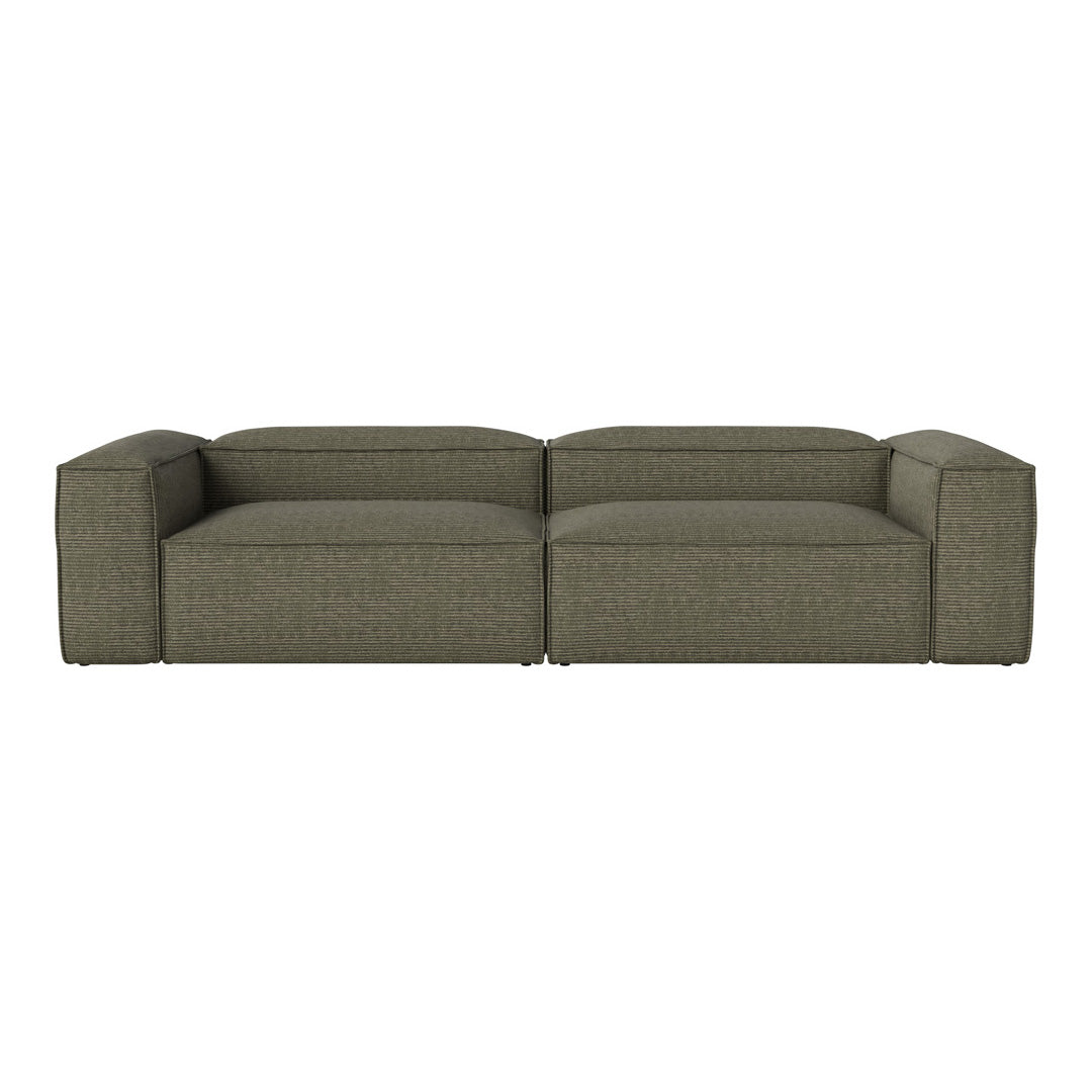 Olive green modern sectional sofa with a textured fabric finish and clean lines, perfect for contemporary decor.