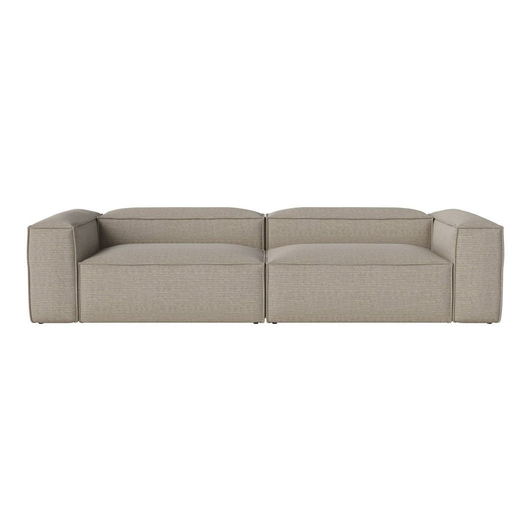 Stylish beige sectional sofa with a modern, minimalist design and subtle textured pattern. Perfect for any living space.