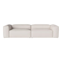 Modern white minimalist sofa with sleek lines and a smooth, solid pattern, perfect for contemporary living spaces.