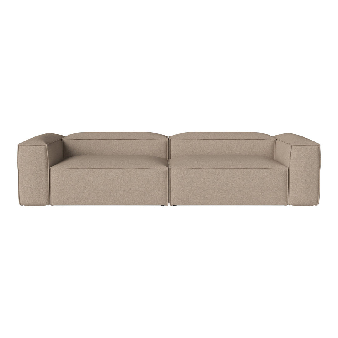 Beige modular sofa with a simple, modern design and clean lines, perfect for minimalist interiors.