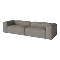 "Modern grey upholstered sofa with a clean, minimalist design and subtle texture."