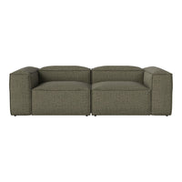 Olive green sofa with a textured pattern and modern block design, perfect for contemporary living spaces.
