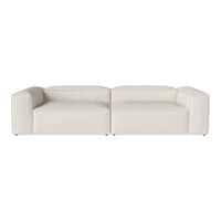 Modern white sectional sofa with a smooth, minimalist design, featuring clean lines and no visible patterns.
