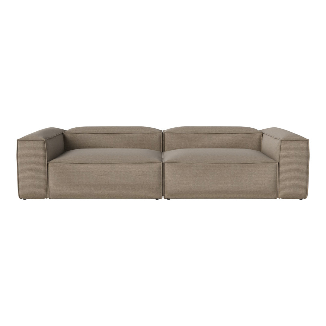 Light brown, textured upholstery sofa with modern, minimalist design. Ideal for contemporary living spaces.