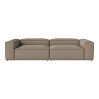 Light brown, textured upholstery sofa with modern, minimalist design. Ideal for contemporary living spaces.