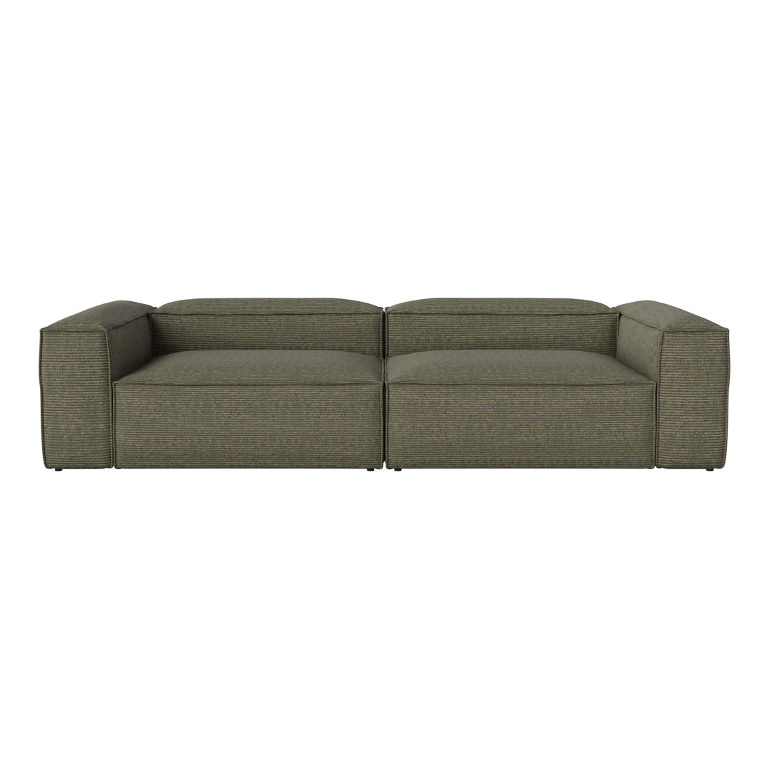 Contemporary olive green sofa with a textured fabric and clean lines, perfect for modern living spaces.