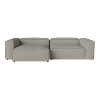 Gray modular sofa with clean lines and a textured fabric pattern for contemporary decor.