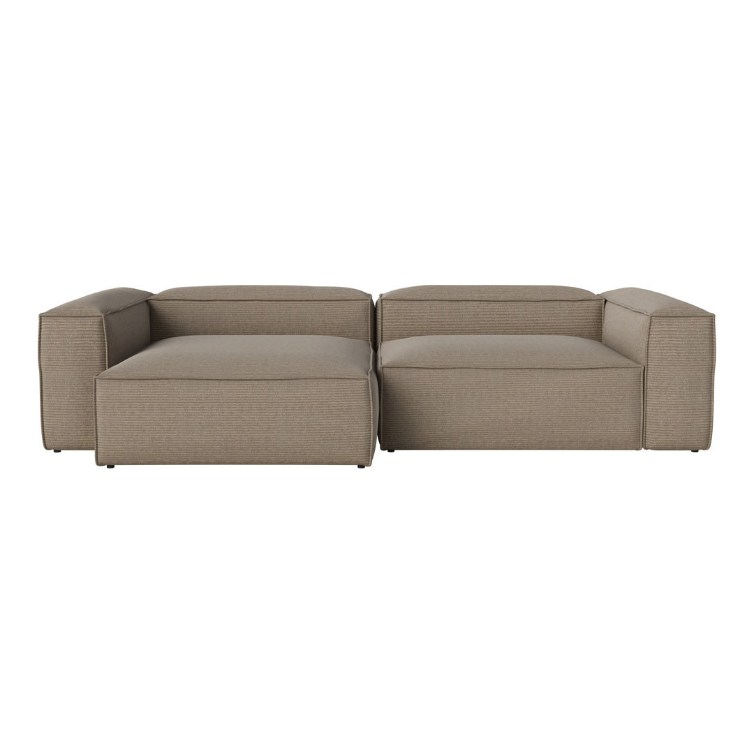 Beige modular sofa with a smooth texture and contemporary design, ideal for modern living spaces.