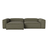 Olive green sectional sofa with a textured, subtle weave pattern, perfect for modern living spaces.