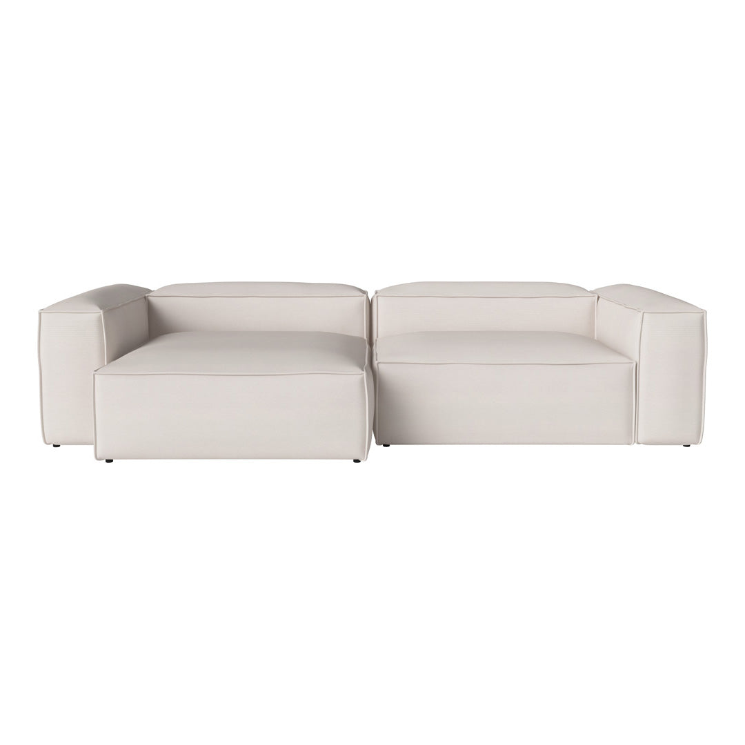 Minimalist white sectional sofa with a sleek, modern design and smooth, even texture. Perfect for contemporary interiors.