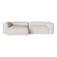 Minimalist white sectional sofa with a sleek, modern design and smooth, even texture. Perfect for contemporary interiors.