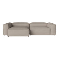 Light gray modular sofa with a sleek, contemporary design and smooth, textured fabric. Ideal for modern living spaces.