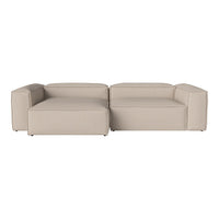 Beige modern sectional sofa with clean lines and a minimalist design. Ideal for contemporary living spaces.