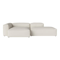 Modern off-white sectional sofa with clean lines and a smooth, minimalist design. Perfect for any contemporary space.
