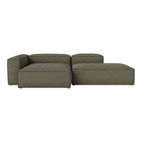 Olive green sectional sofa with a textured fabric and minimalist design, perfect for modern living spaces.