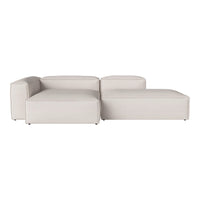 Light beige sectional sofa with a modern, minimalistic design and smooth texture. Perfect for contemporary spaces.