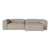 Light beige modular sofa with a smooth, minimalist design and clean lines. Ideal for modern living spaces.