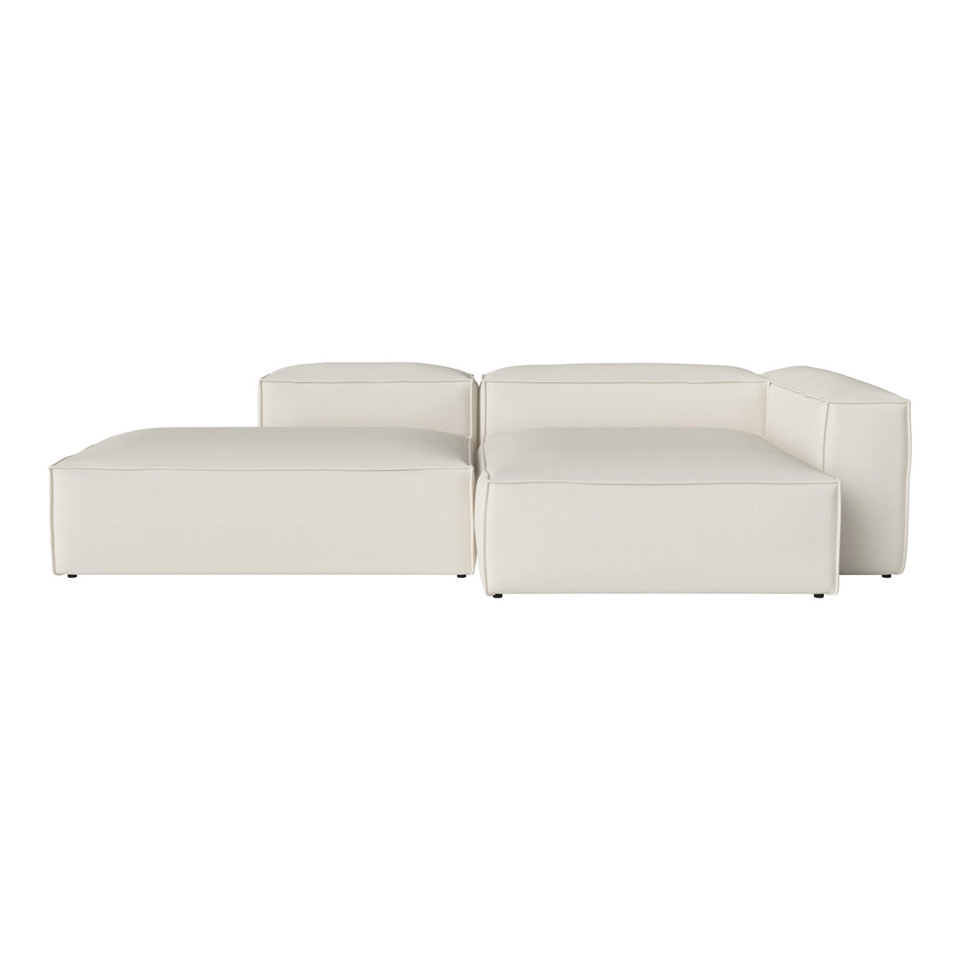Modern cream sectional sofa with a sleek, minimalist design and smooth leather finish. Perfect for any contemporary space.