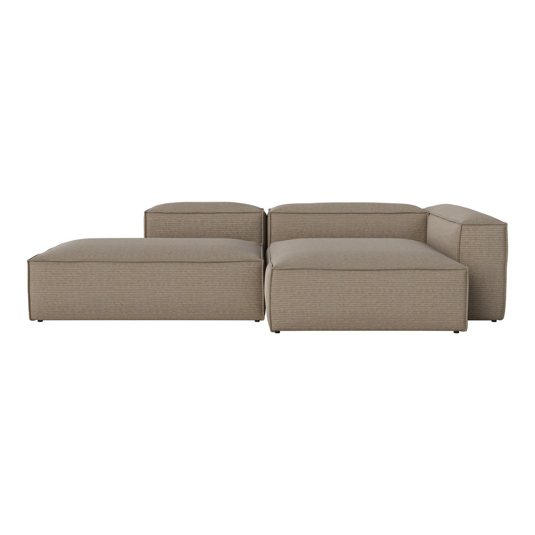 Beige modular sofa with a smooth, textured fabric and minimalistic design, perfect for modern living spaces.