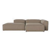 Beige modular sofa with a smooth, textured fabric and minimalistic design, perfect for modern living spaces.