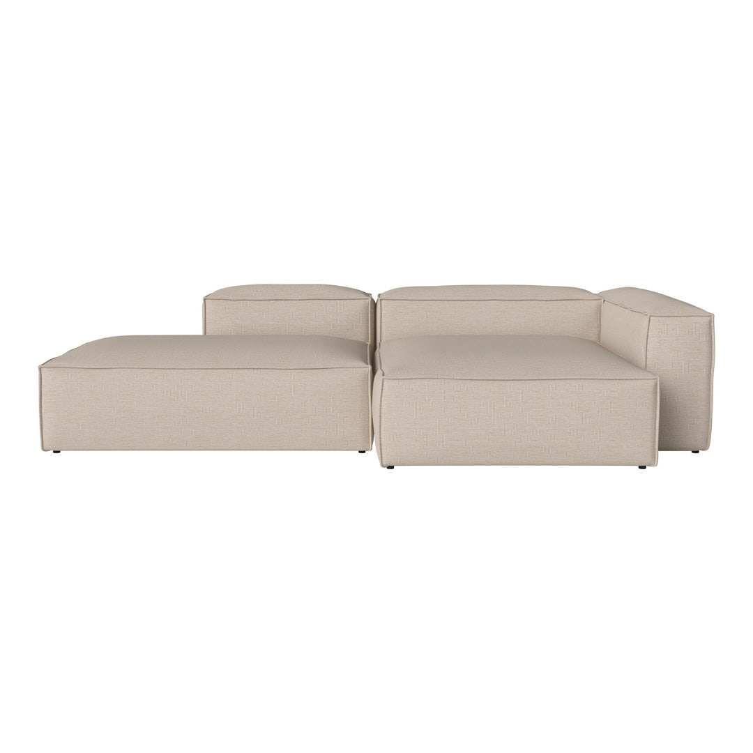 Beige modern sectional sofa with a minimalist design and smooth, seamless upholstery. Ideal for contemporary spaces.