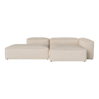 Beige modular sofa with a textured fabric and clean, contemporary lines for a minimalist aesthetic.