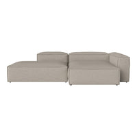 Light beige sectional sofa with a smooth, modern design and clean lines, perfect for contemporary living spaces.
