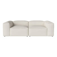 Modern white modular sofa with sleek lines and minimalist design, perfect for stylish living spaces.