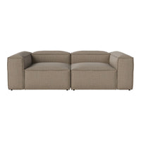 Beige sectional sofa with a solid, textured fabric and sleek, modern design. Ideal for contemporary living spaces.