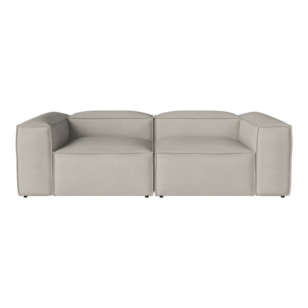 Light gray modular sofa with a modern design and smooth texture, featuring clean lines and a minimalist aesthetic.