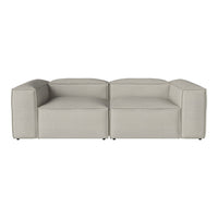 Light gray modular sofa with a modern design and smooth texture, featuring clean lines and a minimalist aesthetic.