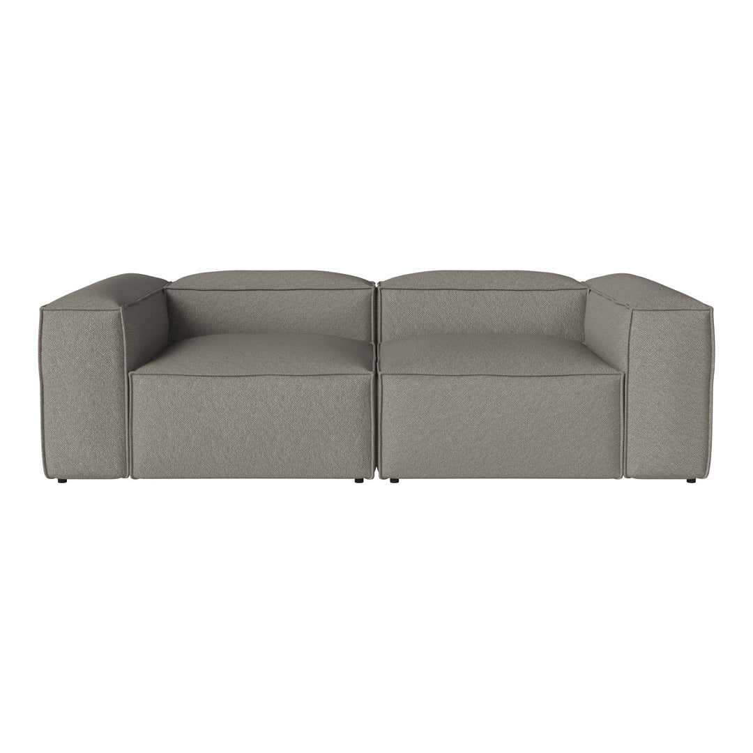 Modern grey two-piece sectional sofa with a textured fabric and clean lines, perfect for contemporary decor.
