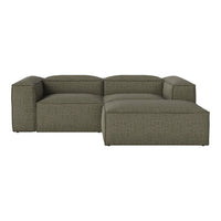 Olive green sectional sofa with a textured pattern and modern, minimalist design. Perfect for contemporary living spaces.