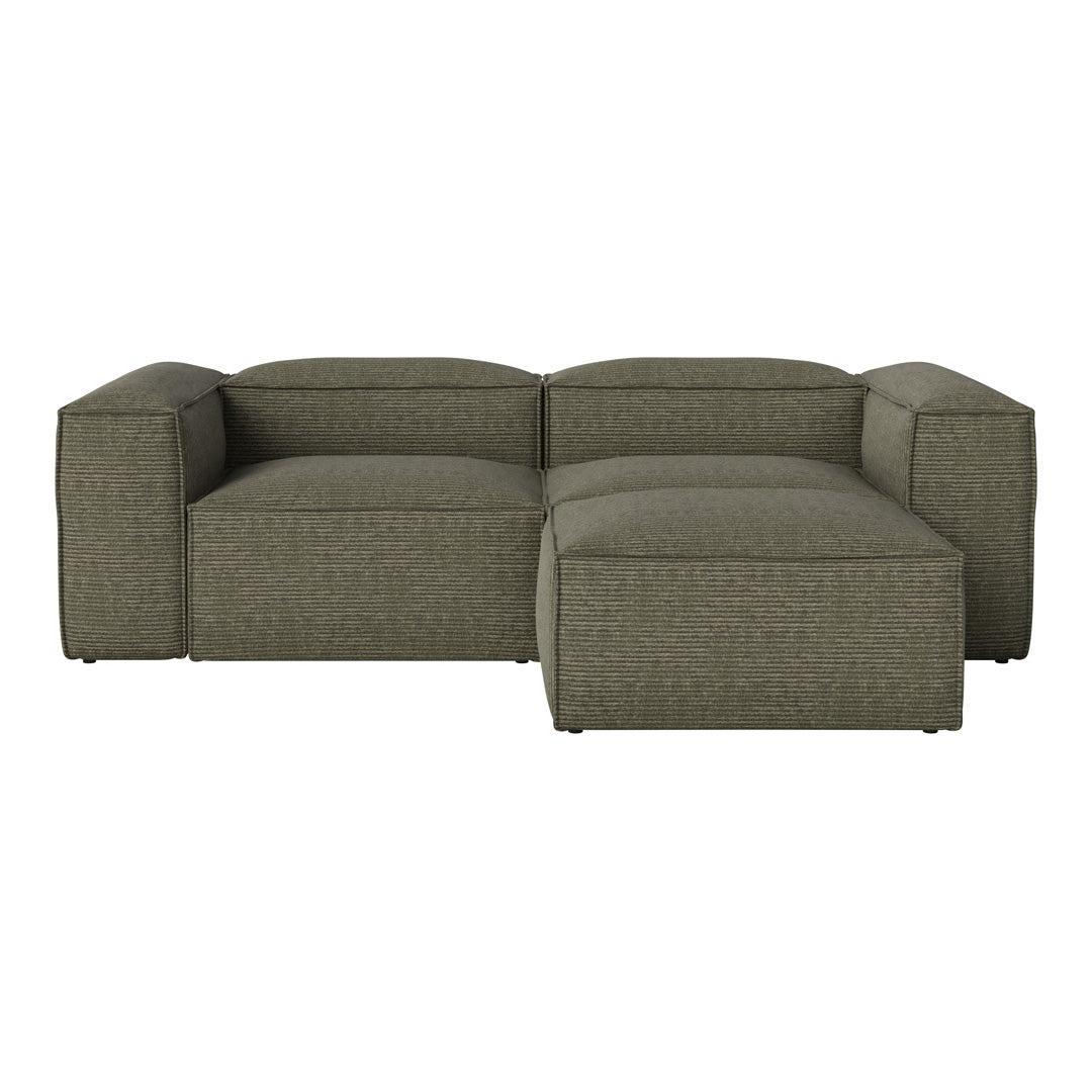 Olive green modular sofa with a textured pattern; contemporary design and comfortable cushions for stylish living.
