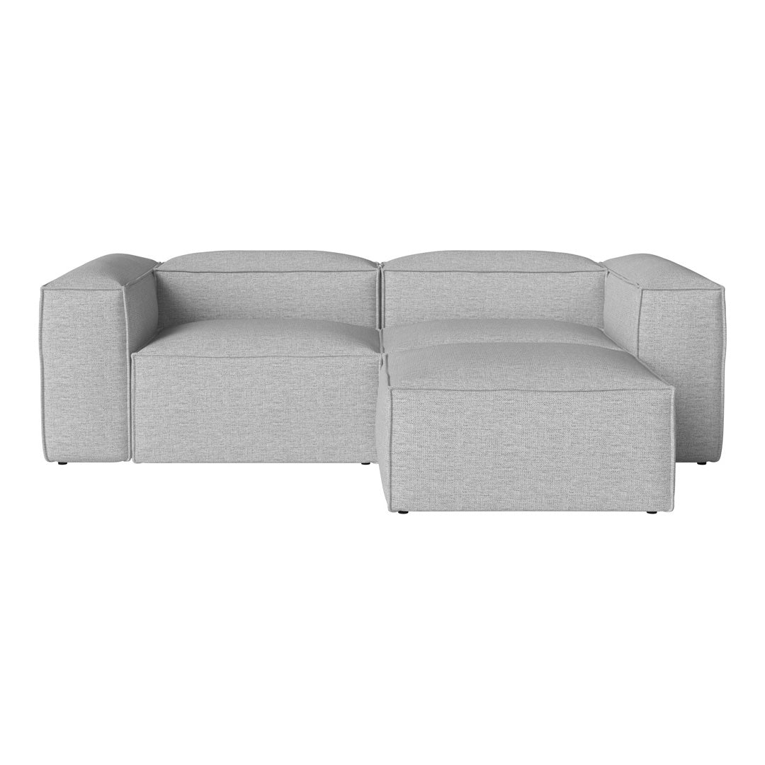 Light gray modular sofa with a contemporary, textured weave pattern and clean, modern lines.