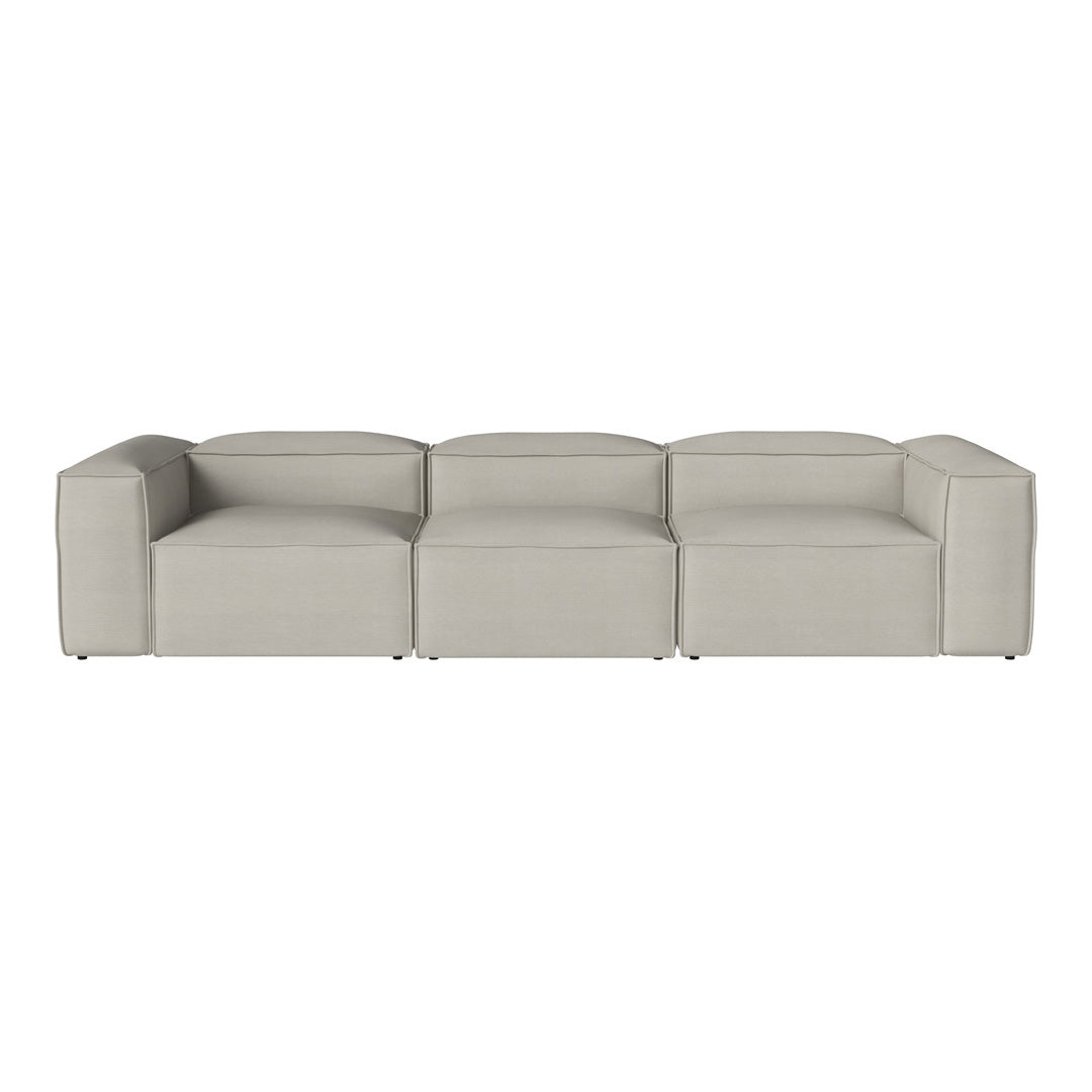 Light gray modular couch with a minimalist design and smooth, uniform fabric texture. Perfect for modern interiors.