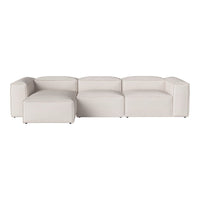 Modern modular sofa in soft white upholstery with clean lines and subtle texture. Perfect for contemporary spaces.
