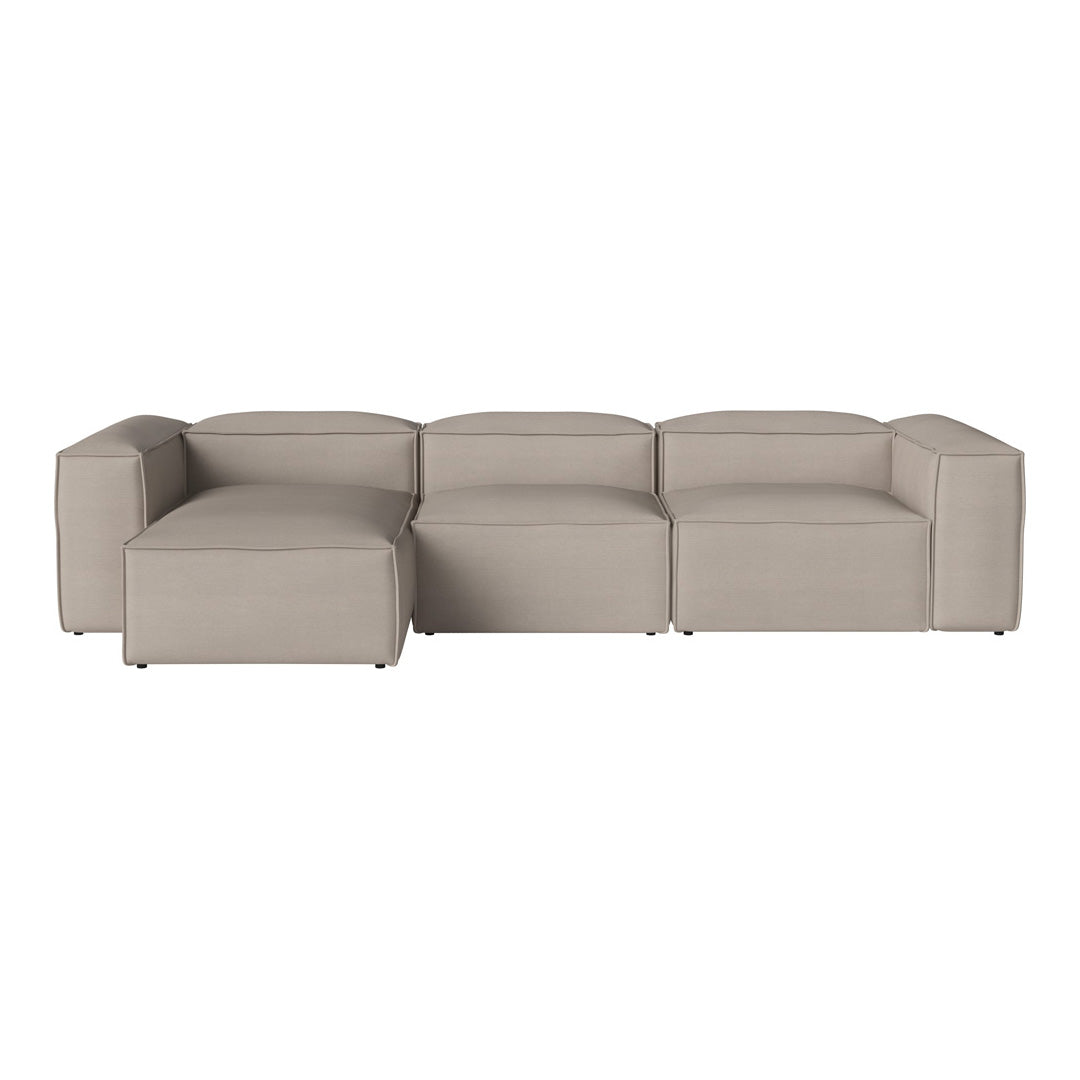 Light beige modular sofa with a sleek, contemporary design and smooth, clean lines. Perfect for modern interiors.
